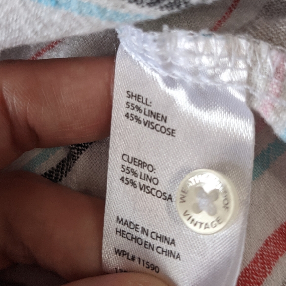 Weatherproof Vintage Linen Blend Short Sleeve Button Down Shirt knotted Front - Picture 3 of 11